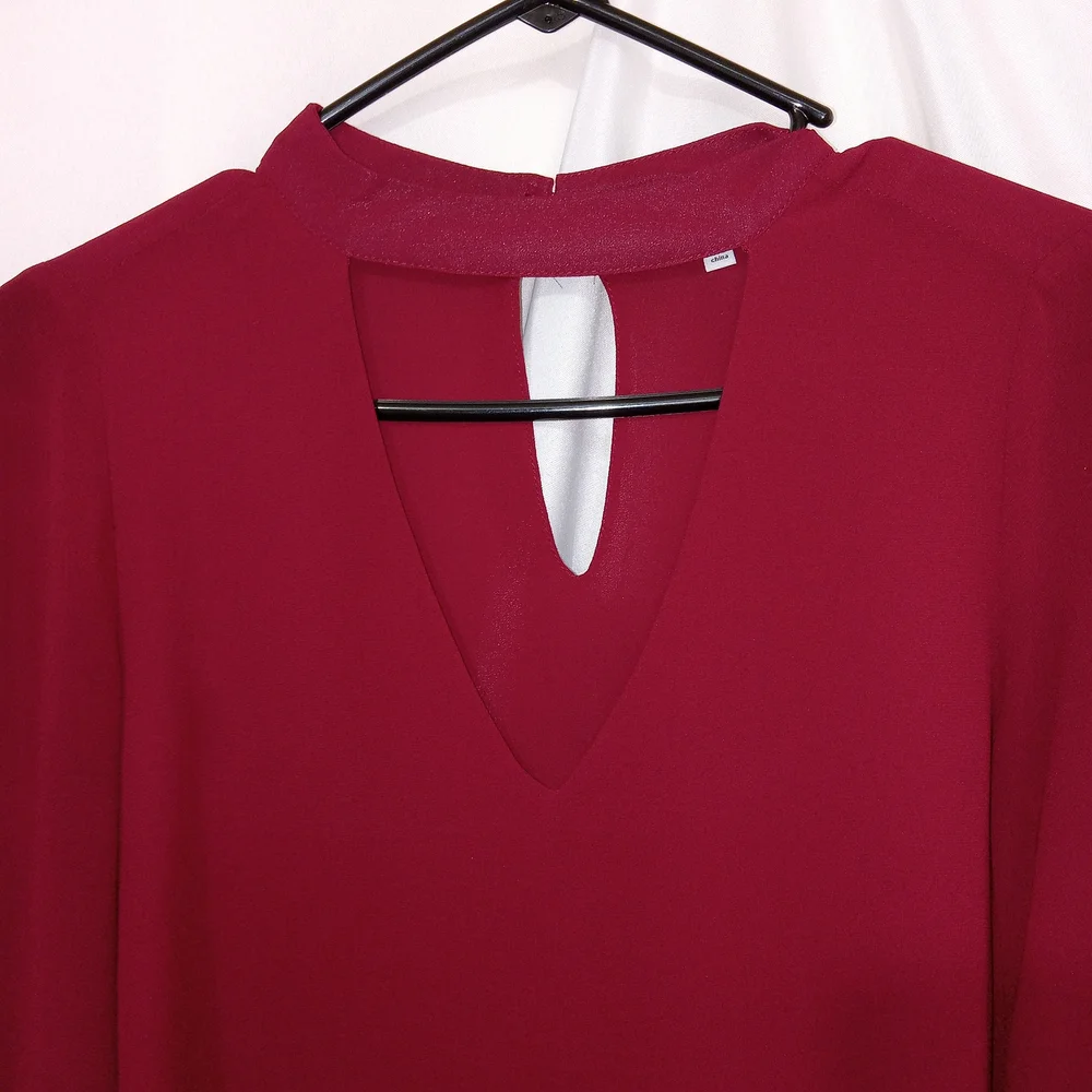 Naked Zebra Wine Ruffle Bell Sleeve Chiffon Top Women's Size Small Beautiful❤️ - Picture 4 of 11